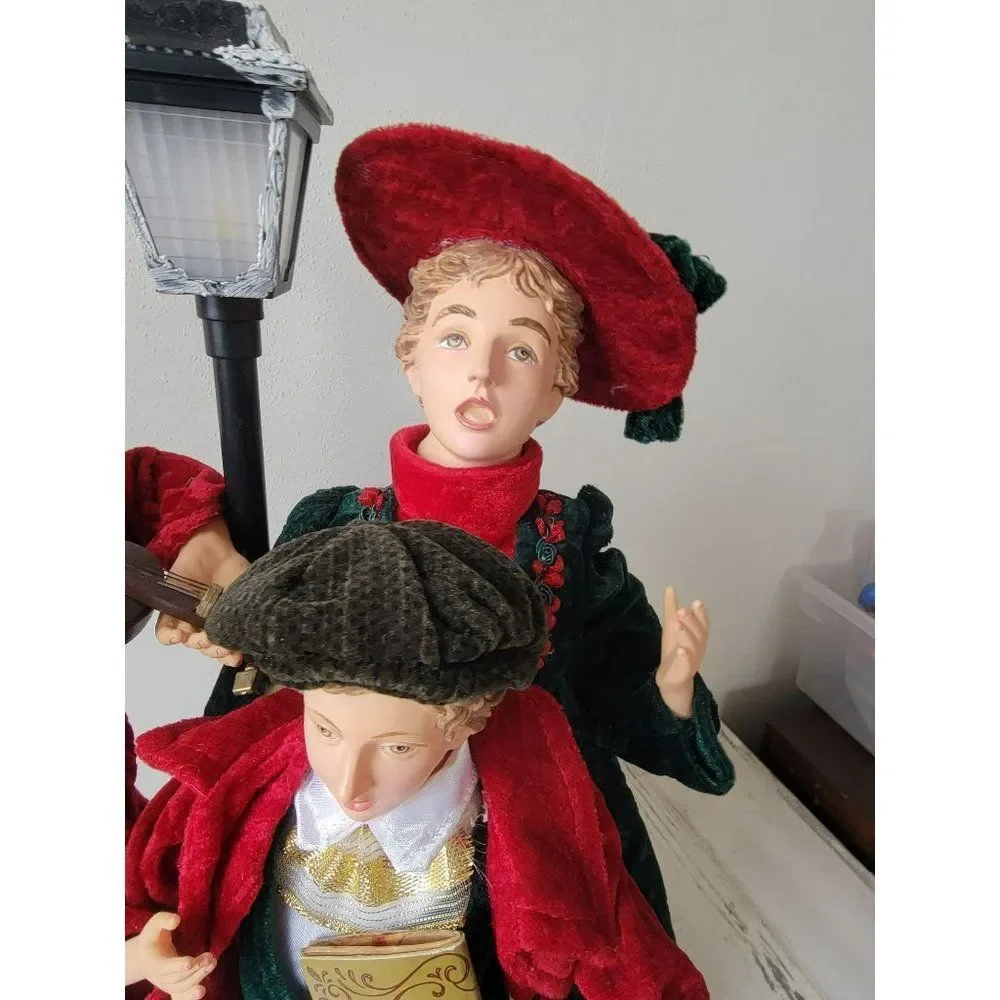 Christmas International AS IS Victorian caroler family animated motion Xmas deco